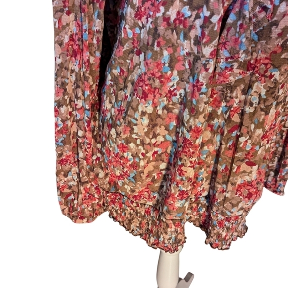 Flowy ruffle v neck dark academia poet style floral long sleeve Tunic top sz 3x - Picture 7 of 12